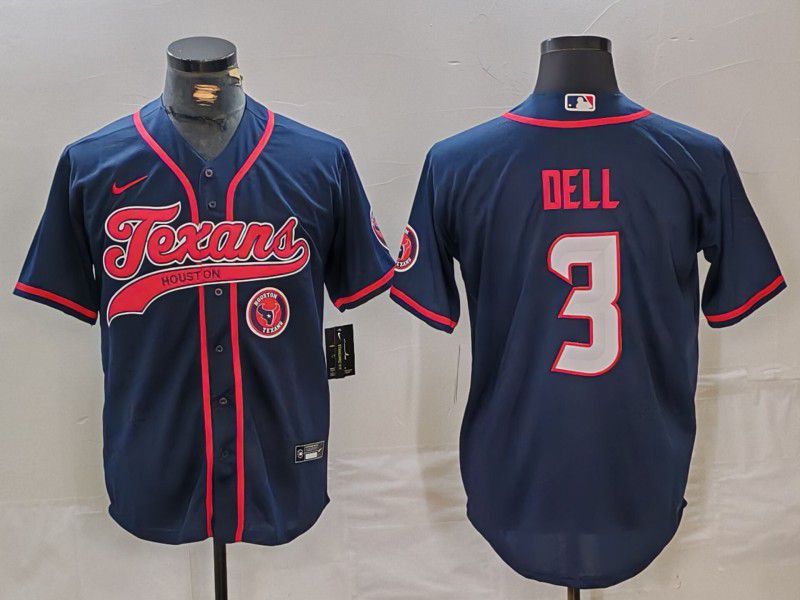 Men Houston Texans #3 Dell Blue Joint Name 2024 Nike Limited NFL Jersey style 1->houston texans->NFL Jersey